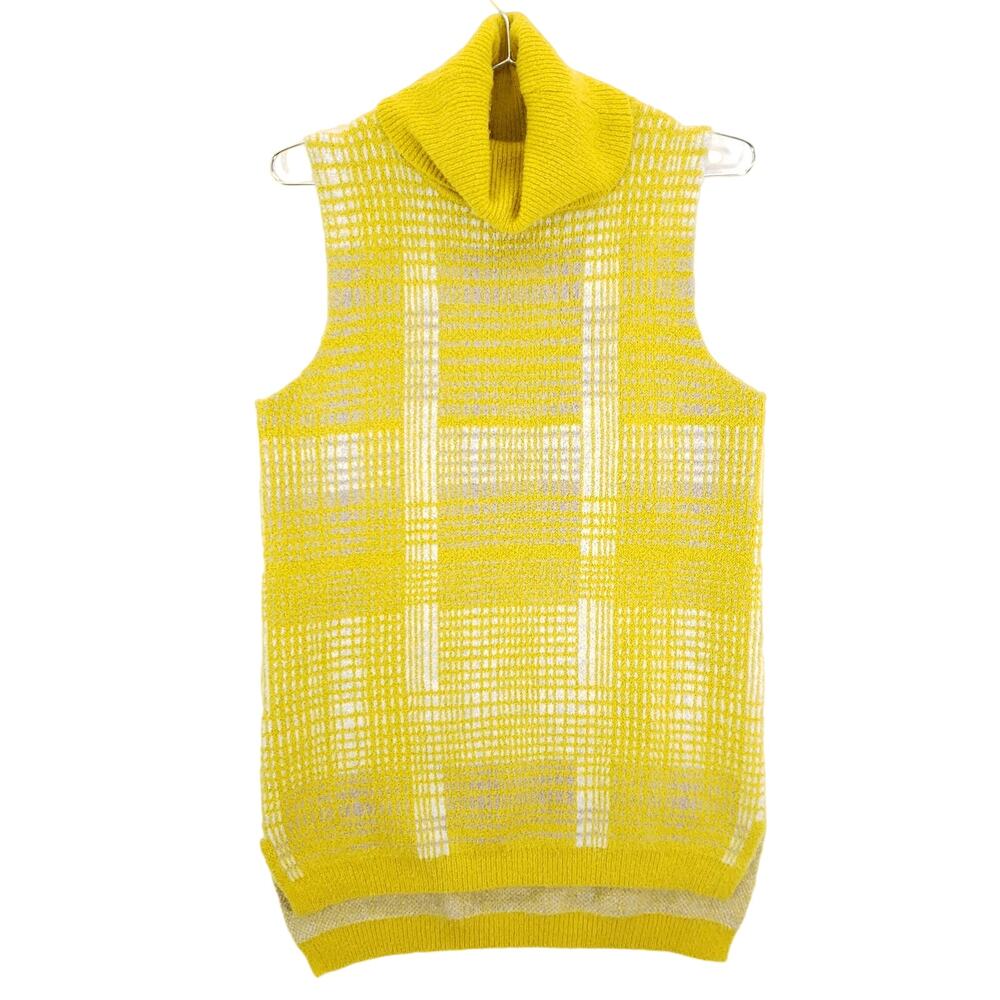 The Limited Yellow Open-Knit Sleeveless Turtleneck Sweater